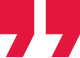 Red quotation marks in a bold, modern design on a transparent background.